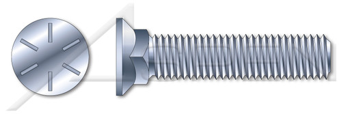 1/2"-13 X 2-1/2" Plow Bolts, Flat Head, #3 Head, Full Thread, Grade 8 Steel, Zinc