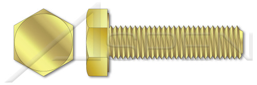1/2"-13 X 1-3/4" Hex Head Cap Screws Bolts, Full Thread, Brass