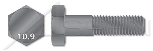 M10-1.5 X 70mm DIN 931 / ISO 4014, Metric, Hex Head Cap Screws Bolts, Part Thread, Class 10.9 Steel, Plain
