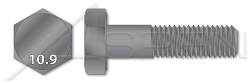 M22-2.5 X 70mm DIN 931 / ISO 4014, Metric, Hex Head Cap Screws Bolts, Part Thread, Class 10.9 Steel, Plain