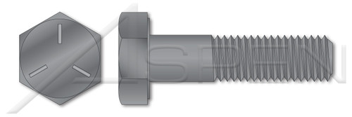 1"-8 X 2-1/2" Hex Head Cap Screws Bolts, UNC Coarse Thread, Grade 5 Steel, Plain