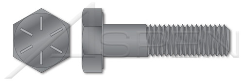 1"-8 X 9" Hex Head Cap Screws Bolts, UNC Coarse Thread, Grade 8 Steel, Plain