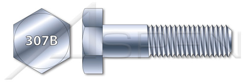 7/8"-9 X 4-1/2" Heavy Hex Bolts, Grade B Steel, Zinc Plated, ASTM A307