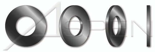 #6 Flat Washers, SAE Pattern, Steel, Black Zinc