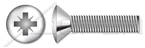 M8-1.25 X 25mm DIN 966 / ISO 7047, Metric, Machine Screws, Oval Pozidriv Alternative Drive, Full Thread, A2 Stainless Steel
