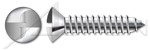 M4.2 X 16mm Self-Tapping Sheet Metal Screws, Metric, Oval Countersunk Head Tamper-Resistant One-Way Slotted Drive, A2 Stainless Steel