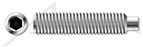 M8-1.25 X 55mm DIN 915 / ISO 4028, Metric, Hex Socket Set Screws, Dog Point, A2 Stainless Steel