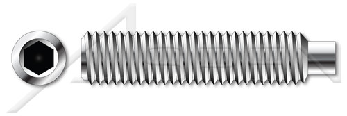 M8-1.25 X 90mm DIN 915 / ISO 4028, Metric, Hex Socket Set Screws, Full Dog Point, A2 Stainless Steel
