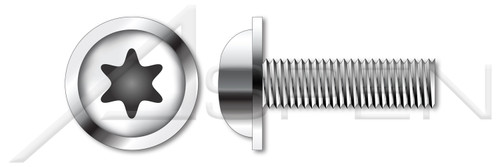 M6-1.0 X 55mm ISO 7380-2, Metric, Flanged Button Head Cap Screws, 6Lobe Torx(r) Drive, Full Thread, A2 Stainless Steel