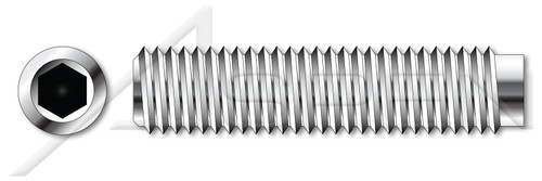 M8-1.25 X 100mm DIN 915 / ISO 4028, Metric, Hex Socket Set Screws, Dog Point, A4 Stainless Steel