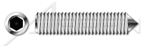 M6-1.0 X 80mm DIN 914 / ISO 4027, Metric, Hex Socket Set Screws, Cone Point, A4 Stainless Steel