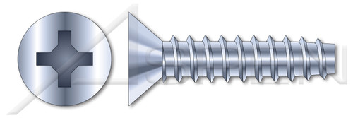 #4-20 X 3/4" Trilobe Thread Rolling Screws for Plastics, Flat Phillips Drive, 48-2 Thread, Steel, Zinc Plated and Waxed