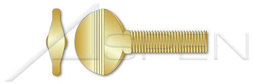 1/4"-20 X 3/4" Thumb Screws, Spade Head, No Shoulder Type B, Brass