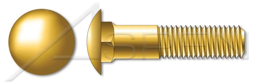 3/8"-16 X 1" Carriage Bolts, Round Head, Square Neck, Steel, Yellow Zinc