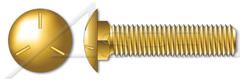 3/4"-10 X 4" Carriage Bolts, Round Head, Square Neck, Full Thread, Grade 5 Steel, Yellow Zinc