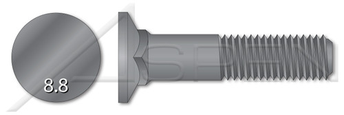 M10-1.5 X 35mm DIN 608, Metric, Carriage Bolts, Flat Head, Short Square Neck, Class 8.8 Steel