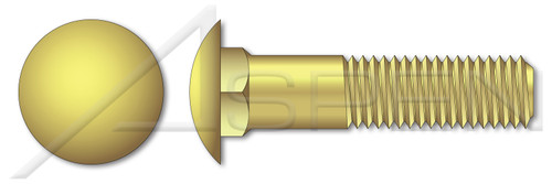 M6-1.0 X 20mm DIN 603 / ISO 8677, Metric, Carriage Bolts, Round Head, Square Neck, Brass