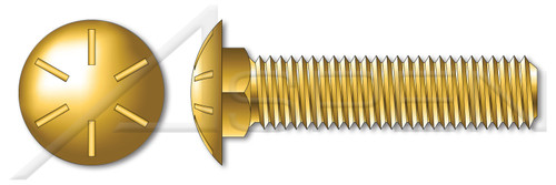 3/4"-10 X 3-1/2" Carriage Bolts, Round Head, Square Neck, Full Thread, Grade 8 Steel, Yellow Zinc