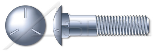 3/4"-10 X 10" Carriage Bolts, Round Head, Square Neck, Part Thread, Grade 5 Steel, Zinc