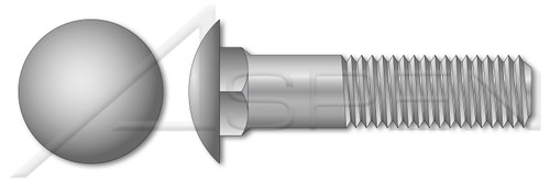 1/2"-13 X 10" Carriage Bolts, Round Head, Square Neck, Undersized Body, Part Thread, A307 Steel, Hot Dip Galvanized