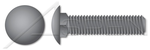 5/16"-18 X 5" Carriage Bolts, Round Head, Square Neck, Full Thread, A307 Steel, Plain