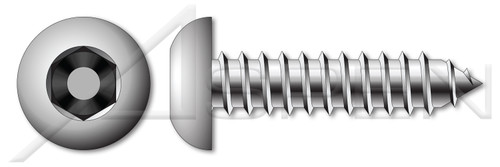 #12 X 1" Self-Tapping Sheet Metal Screws, Button Head Tamper-Resistant Hex Socket Pin Drive, Type "AB", Stainless Steel, Includes Driver Bit