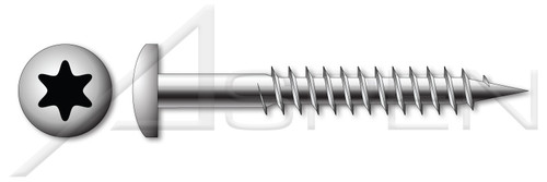 M6 X 100mm Particle Board Screws, Metric, Pan 6Lobe Torx(r) Drive, Part Thread, A4 Stainless Steel, Art. 9045