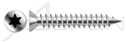 M10 X 70mm Particle Board Screws, Metric, Flat 6Lobe Torx(r) Drive, Nibs Under Head, Full Thread, A2 Stainless Steel, Art. 9047
