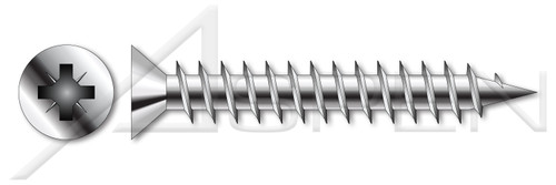 M3.5 X 10mm Particle Board Screws, Metric, Flat Pozidriv Type Z, Full Thread, A4 Stainless Steel, Art. 9050