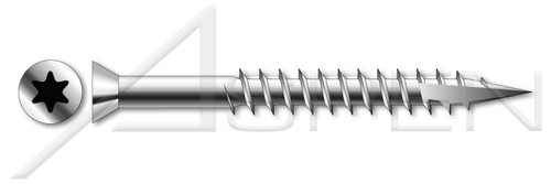 M4.8 X 75mm Particle Board Screws, Metric, Flat 6Lobe Torx(r) Drive, Type 17 Point, Part Thread, A4 Stainless Steel, Art. 9142