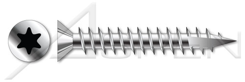 M8 X 40mm Particle Board Screws, Metric, Flat 6Lobe Torx(r) Drive, Nibs Under Head, Type 17 Point, Full Thread, A2 Stainless Steel, Art. 9147