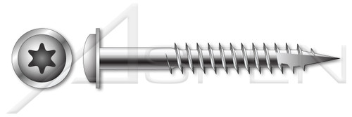 M8 X 350mm Particle Board Screws, Metric, Pan Flange 6Lobe Torx(r), Type 17 Point, Part Thread, A2 Stainless Steel, Art. 9250