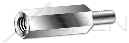 #8-32 X 15/16" Hex Male-Female Standoffs, 1/4" Across Flats, Steel, Zinc Plated, Made in U.S.A.