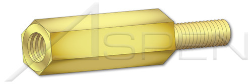 #8-32 X 3/4" Hex Male-Female Standoffs, 1/4" Across Flats, Brass, Made in U.S.A.