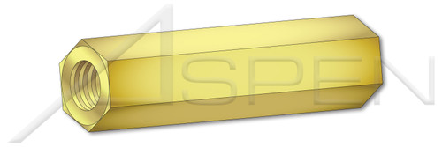 #4-40 X 11/16" Hex Female Standoffs, 1/4" Across Flats, Brass, Made in U.S.A.