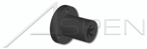 3/8"-5 Linear Fast Travel Flange Nuts, Rounded Flange, Acetal, Black