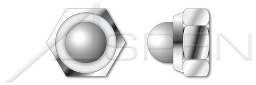 M8-1.25 DIN 986, Metric, Hex Nylon Insert Domed Cap Stop Lock Nuts, A2 Stainless Steel