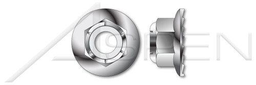 M5-0.8 DIN 6926, Metric, Hex Nylon Insert Flange Stop Lock Nuts with Serrations, A4-80 Stainless Steel