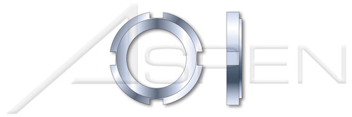 M60-2.0 DIN 1805, Metric, Shaft Ring Nuts With Nylon Insert, Slotted Drive, Steel, Zinc Plated