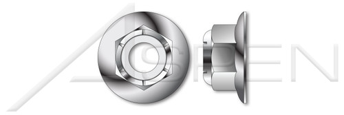 M6-1.0 DIN 6926, Metric, Hex Nylon Insert Flange Stop Lock Nuts, A4-80 Stainless Steel