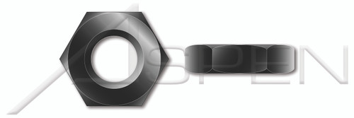 1/2"-13 Hex Jam Thin Nuts, Steel, Black Zinc