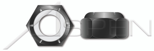 5/16"-18 Hex Nylon Insert Stop Lock Nuts, NM and NE Series, Steel, Black Zinc