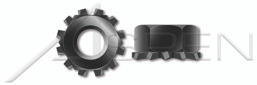 1/4"-20 Hex K Lock Keps Nuts, Steel, Black Zinc