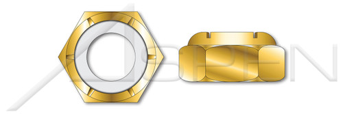 5/8"-11 Hex Nylon Insert Stop Lock Nuts, NTU Heavy Thin Series, Steel, Yellow Zinc
