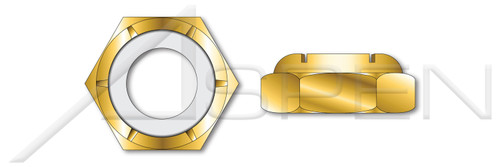 3/4"-10 Hex Nylon Insert Stop Lock Nuts, UNC Coarse Thread, NTM and NTE Thin Series, Steel, Yellow Zinc