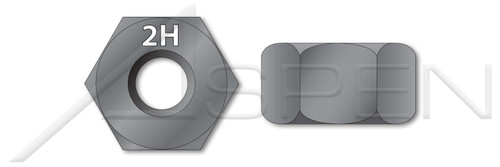 5/8"-11 Hex Heavy Nuts, Chamfered One Side, Washer Faced, Grade 2H Steel, Plain, ASTM A194