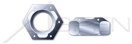 1/2"-13 Prevailing Torque Hex Lock Nuts, Grade C, Steel, Zinc Plated and Waxed