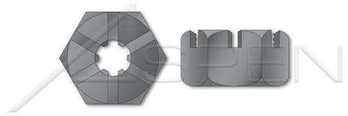 7/8"-9 Slotted Hex Heavy Nuts, Steel