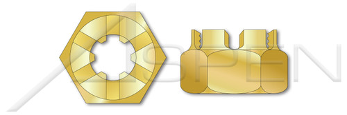 3/8"-16 Slotted Castle Nuts, Brass