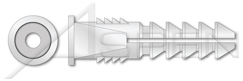 #6-#8 Plastic Anchors, White Plastic, Tapered and Ribbed